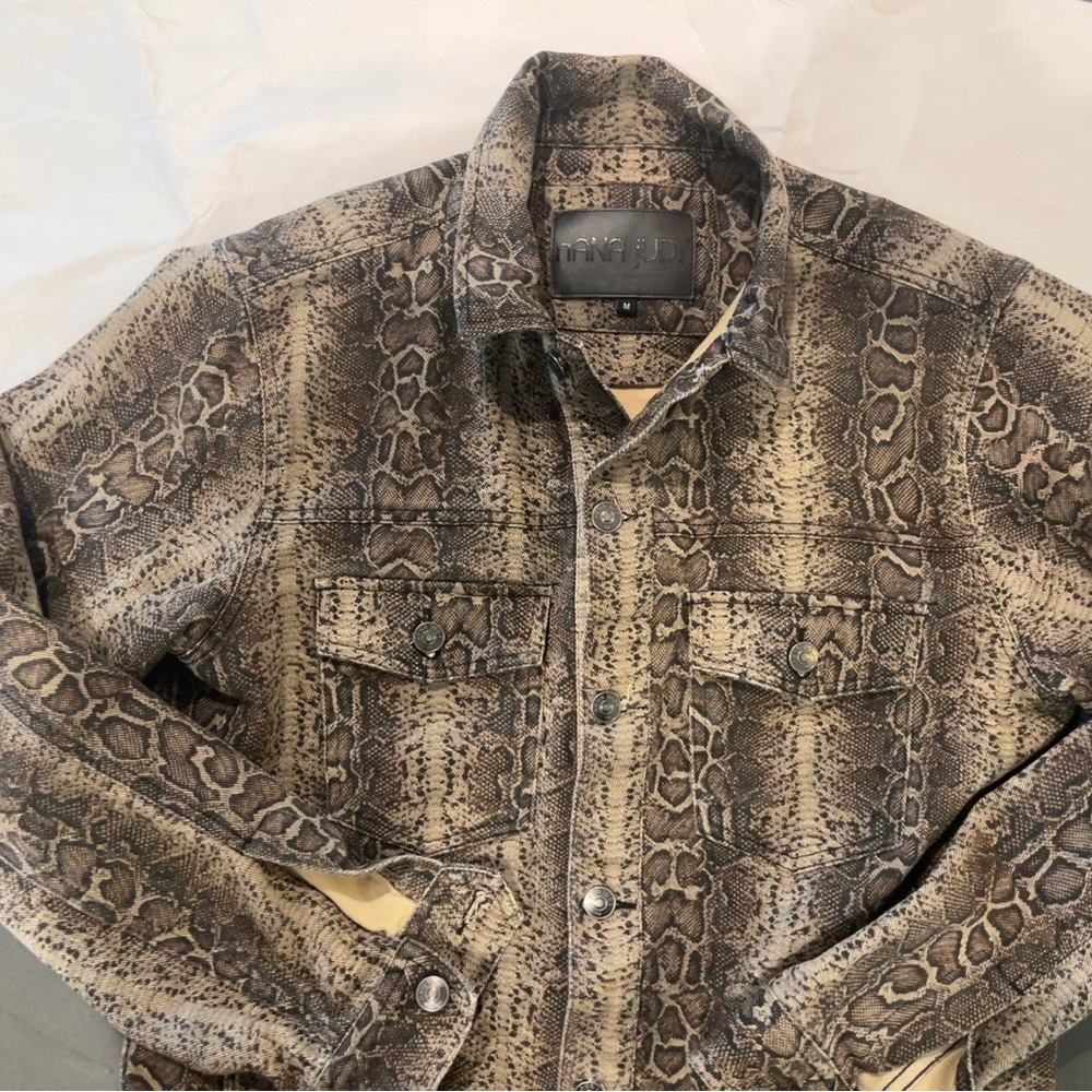 nANA Judy cotton python print trucker jacket